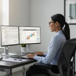 Medical billing specialist working in a modern office setting, showcasing efficiency in medical billing services.